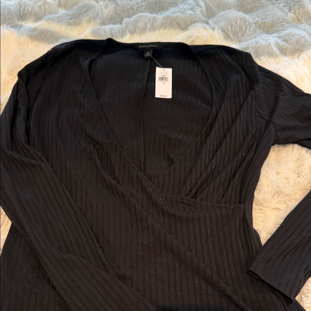 Banana Republic Black Ribbed Knit Top